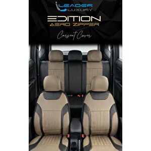 Honda Civic Vtec Full Deri Oto Koltuk Kılıfı Ön Arka Set Bej Siyah Edition Scr