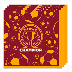 Futbol Temalı Sarı Kırmızı Champion Peçete - 33 Cm X 16 Adet