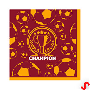 Futbol Temalı Sarı Kırmızı Champion Peçete - 33 Cm X 16 Adet