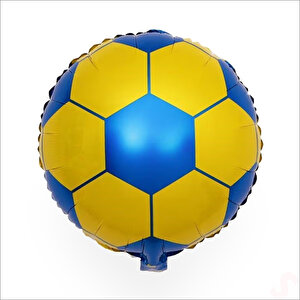 Sarı Lacivert Futbol Topu Folyo Balon - 45 Cm