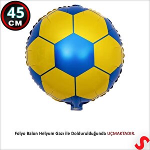 Sarı Lacivert Futbol Topu Folyo Balon - 45 Cm
