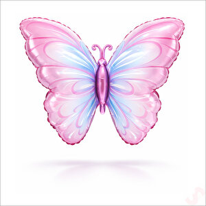 Kelebek Folyo Balon, 82 Cm X 53 Cm - Pembe Mavi