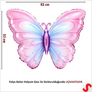 Kelebek Folyo Balon, 82 Cm X 53 Cm - Pembe Mavi