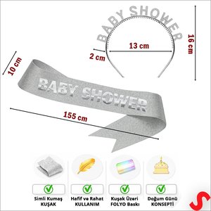Baby Shower Taç Ve Kuşak Seti - Gümüş