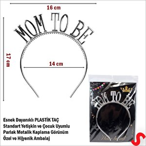 Mom To Be, Parlak Metal Görünümlü Plastik Taç - Gümüş