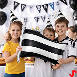 Siyah Beyaz Bayrak Folyo Balon - 71 Cm X 50 Cm