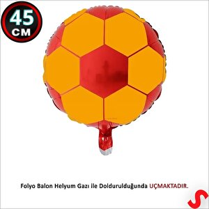 Sarı Kırmızı Futbol Topu Folyo Balon - 45 Cm