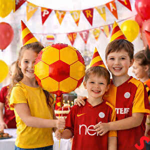 Sarı Kırmızı Futbol Topu Folyo Balon - 45 Cm