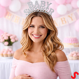 Baby Shower, Parlak Metal Görünümlü Plastik Taç - Gümüş