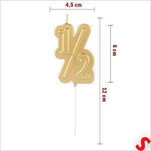 1/2 Yarım Yaş Doğum Günü Mumu, 12 Cm - Altın