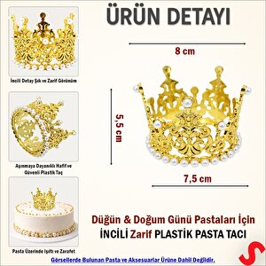 İncili Plastik, Pasta Süsleme Tacı 8 Cm X 5 Cm - Altın