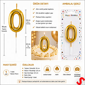 0 Rakam Mum Altın - 10 Cm