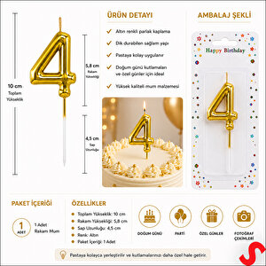 4 Rakam Mum Altın - 10 Cm