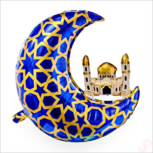 Ramazan Ay Kubbe Mavi Folyo Balon - 65 Cm