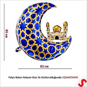 Ramazan Ay Kubbe Mavi Folyo Balon - 65 Cm