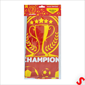 Futbol Temalı Sarı Kırmızı Champion Masa Örtüsü,120cm X 180cm