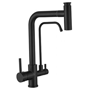 U Arıtmalı Uzayan Spiralli Mutfak Evi̇ye Lavabo Bataryası Siyah