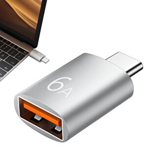 Schitec 6a Type-c To Usba Dönüştürücü Adaptör Hızlı Şarj Ve Veri Aktarım Adaptörü Gümüş J624 Gümüş