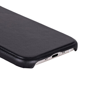 Apple Iphone 17 Air Için, Hakiki Deri, El Yapımı Kılıf, Magsafe Ile Uyumlu, İç Yüzeyi Kadife, Kömür Siyah