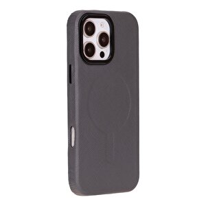 Apple Iphone 16 Pro Uyumlu, Hakiki Deri, El Yapımı Kılıf, Gri