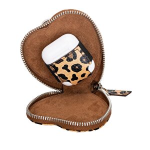 Apple Airpods 2.nesil Uyumlu Deri Kılıf Valentine Leopar