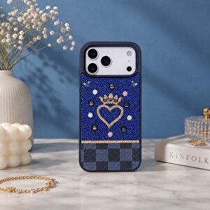 Vissel Iphone 17 Pro Max Uyumlu Taşlı Kalp Detaylı Kılıf – Parlak Taşlı, Darbe Emici Koruma, Şık & Trend Telefon Kılıfı, Mavi