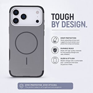 Koen Iphone 17 Pro Uyumlu Magsafe Kılıf – Kablosuz Şarj Destekli, Köşe Koruma Darbe Emici, Şeffaf Mat Premium Telefon Kılıfı, Gri