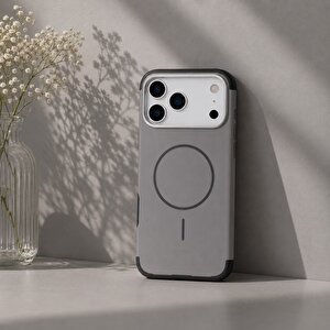 Koen Iphone 17 Pro Uyumlu Magsafe Kılıf – Kablosuz Şarj Destekli, Köşe Koruma Darbe Emici, Şeffaf Mat Premium Telefon Kılıfı, Gri