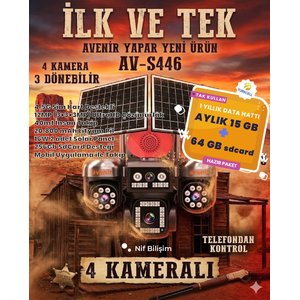 4 Adet 3mp Kameralı 4g Solar Kamera 1 Yıllık 15gb Sim Kart + 64gb Hafıza Kartı Dahil 4.5g Sim Kart Dış Mekan Solar Güneş Panelli Kamera
