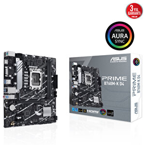 Prime B760m-k D4 B760 Ddr4 Vga Glan 2.5g Matx Hd Us32 M2 Rgb 1700p Anakart