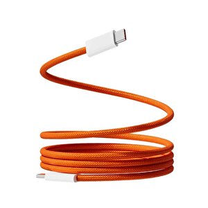 Schitec 60w Type-c To Type-c Örgülü Hızlı Data Ve Şarj Kablosu Ve Sim İğnesi Turuncu