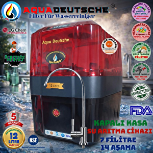 Aqua Deutsche Premi̇um Şefaf Kirmizi Si̇yah Ücretsi̇z Montaj 12 Li̇tre 7 Fi̇ltre 14 Aşama Su Aritma Ci̇hazi