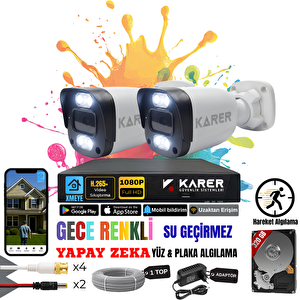 Exi̇tcam 2 Kamerali-renkli̇ Görüş-su Geçi̇rmez-yüz Ve Araç Tanimali-yapay Zeka Ayricalikli Güvenli̇k Seti̇