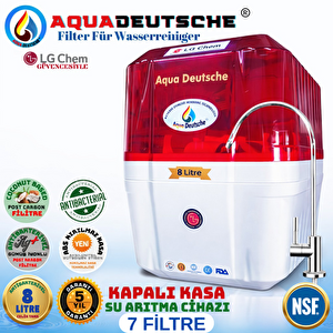 Aqua Deutsche Premi̇um Sefaf Kirmizi Beyaz 8 Li̇tre 7 Fi̇ltre 14 Aşama Su Aritma Ci̇hazi