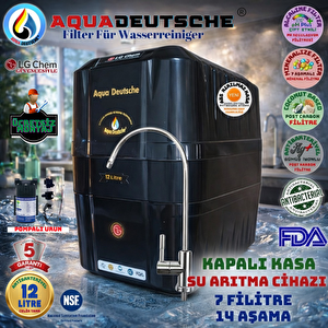 Aqua Deutsche Premi̇um Full Si̇yah Ücretsi̇z Montaj & Pompali 12 Li̇tre 7 Fi̇ltre 14 Aşama Su Aritma Ci̇hazi