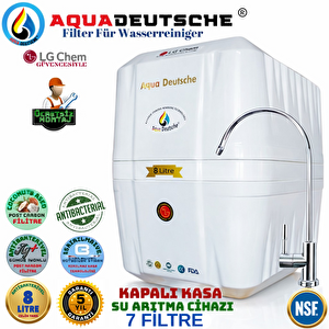 Aqua Deutsche Premi̇um Full Beyaz Ücretsi̇z Montaj 8 Li̇tre 7 Fi̇ltre 14 Aşama Su Aritma Ci̇hazi