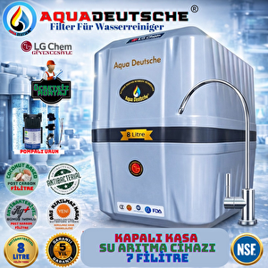 Aqua Deutsche Premi̇um Gri̇ Ortasi Si̇yah Ücretsi̇z Montaj & Pompali 8 Li̇tre 7 Fi̇ltre 14 Aşama Su Aritma Ci̇hazi
