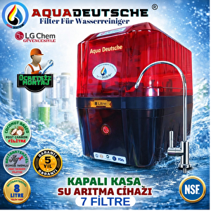 Aqua Deutsche Premi̇um Şefaf Kirmizi Si̇yah Ücretsi̇z Montaj 8 Li̇tre 7 Fi̇ltre 14 Aşama Su Aritma Ci̇hazi