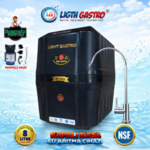Li̇gth Gastro Premi̇um Si̇yah Ücretsi̇z Montaj & Pompali 8 Li̇tre Su Aritma Ci̇hazi