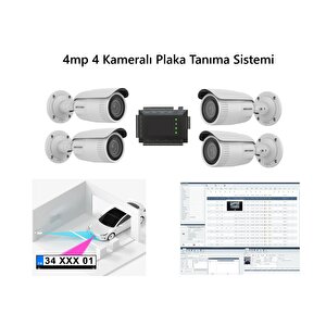 4mp 4 Kameralı Plaka Tanıma Sistemi Yazılım Ve Kontrol Paneli Dahil Set