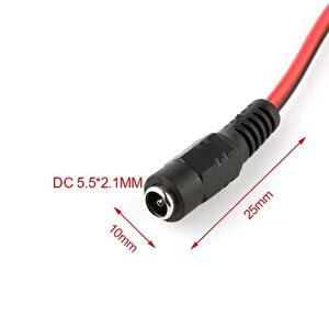 Nif Bilişim 12 Volt Dişi Power Jack Dc 12v Dişi Kablolu Besleme Jakı 12 Volt Cctv Jack Dc Dişi 5.5mm Dış Çap 2.1mm İç Çapı Vardır 1 Adet