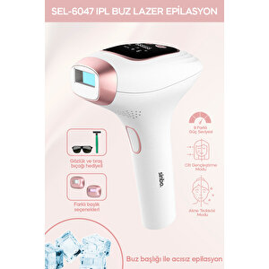 Sel-6047 Ipl Beyaz Pink 999.999 Atım - Buz Soğutmalı Epilasyon Cihazı – 9 Güç Seviyesi, Tüm Vücut Kullanım, Ev Tipi Kalıcı E