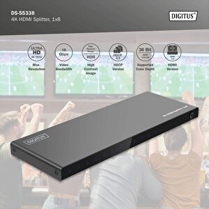 1x8 Hdmi Splitter Ayırıcı, 4k/60hz Hdcp 2.3, Edid Kontrolü