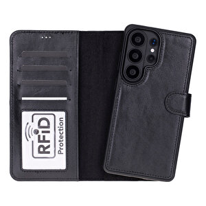Samsung Galaxy S26 Ultra Uyumlu Manyetik Hakiki Deri Cüzdan Kılıf ,cüzdan Taşımaya Son, Kredi Kart Yuvalı, Rfid Güvenlik