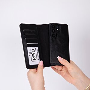 Samsung Galaxy S26 Ultra Uyumlu Manyetik Hakiki Deri Cüzdan Kılıf ,cüzdan Taşımaya Son, Kredi Kart Yuvalı, Rfid Güvenlik