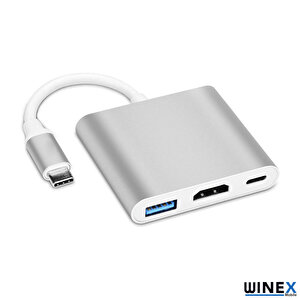 3in1 Type-c To Hdmi Hub Port Adaptör 100w Pd Usb 3.0 4k Hdmi Çıkışlı