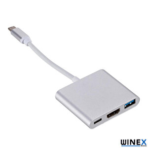 3in1 Type-c To Hdmi Hub Port Adaptör 100w Pd Usb 3.0 4k Hdmi Çıkışlı