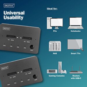 Digitus Nvme Klonlama İstasyonu 2xm.2 Ssd Usb-c 10gbps Sata/nvme Hot-swap