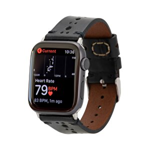 Apple Watch Uyumlu Deri Kordon 42-44-45mm Rst1 Siyah