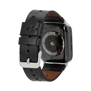 Apple Watch Uyumlu Deri Kordon 42-44-45mm Rst1 Siyah